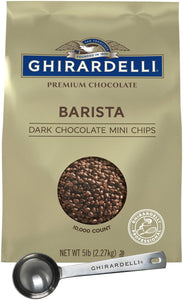 Ghirardelli Dark Chocolate Barista Mini Chip, 5lb Bag with Ghirardelli Stamped Barista Spoon