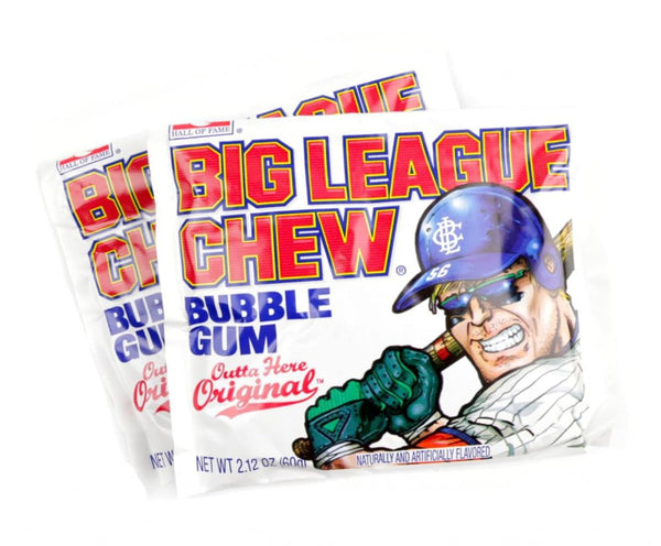 Big League Chew Outta Here Original Shredded Bubble Gum, 2.12 oz (Pack of 3) with By The Cup Mints