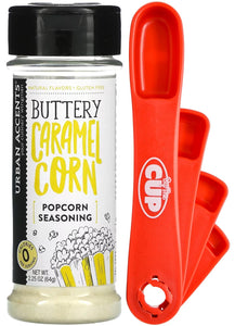 Urban Accents Gourmet Popcorn Seasoning, Buttery Caramel Corn, 2.25 oz with By The Cup Swivel Spoons