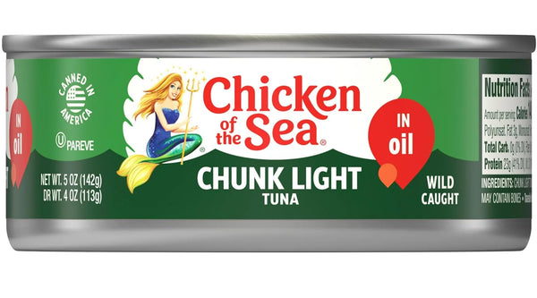 Chicken Of The Sea, Chunk Light Tuna in Oil, 5 oz Can (Pack of 6) with By The Cup Spatula Knife