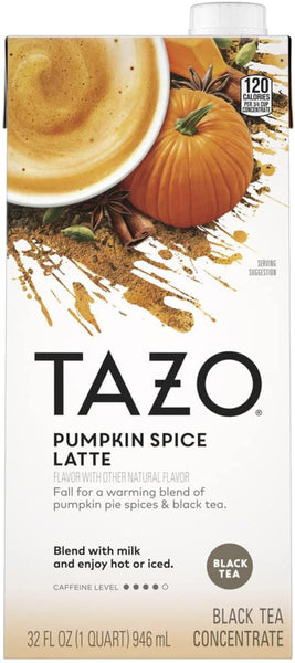TAZO Pumpkin Spice Latte Black Tea Concentrate, 32 oz (Pack of 2) with By The Cup Coasters