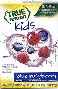 True Lemon Kids Variety, 1 of each Blue Raspberry, Wild Watermelon, Strawberry Banana 10 Count (Pack of 3) with By the Cup Mood Spoons