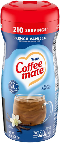 Coffee mate French Vanilla, Hazelnut Powdered Creamer Variety, 15 oz (Pack of 2) with By The Cup Coffee Scoop