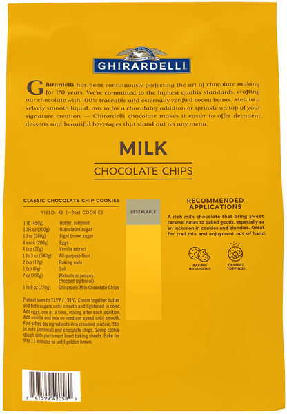 Ghirardelli Milk Chocolate Chips, 5lb Bag with Ghirardelli Stamped Barista Spoon