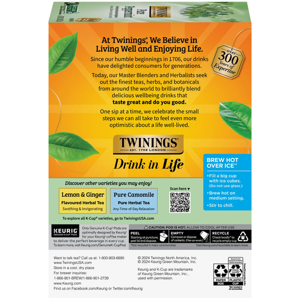 Twinings Tea Peppermint K-Cups, 24 Count (Pack of 2) with By The Cup Honey Sticks