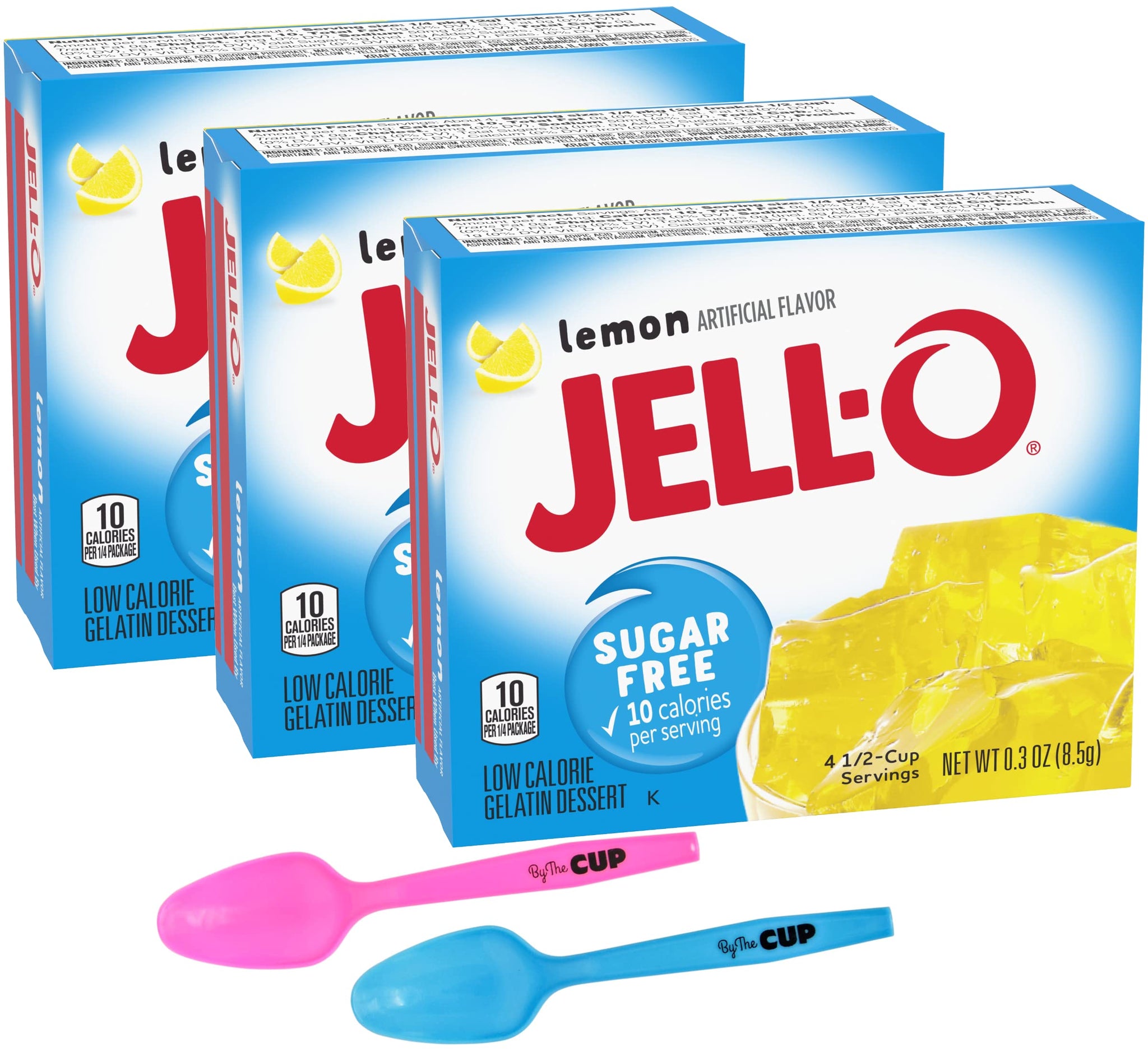 sugar-free-jell-o-gelatin-lemon-0-3-ounces-pack-of-3-with-by-the-cup-mood-spoons