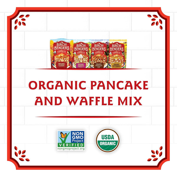 Birch Benders Organic Classic Pancake and Waffle Mix, 16 oz (Pack of 4) with By The Cup Swivel Spoons
