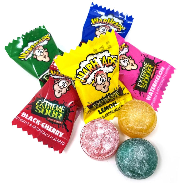 By The Cup Lemon Warheads Extreme Sour Hard Candy, Individually Wrapped, 1 lb Bag