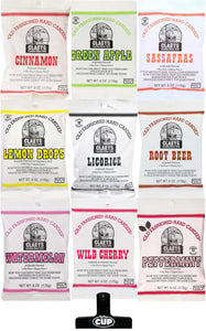 Claeys Old Fashioned Hard Candy, 9 Flavor Variety 6 oz Bag (Pack of 9) with By The Cup Bag Clip