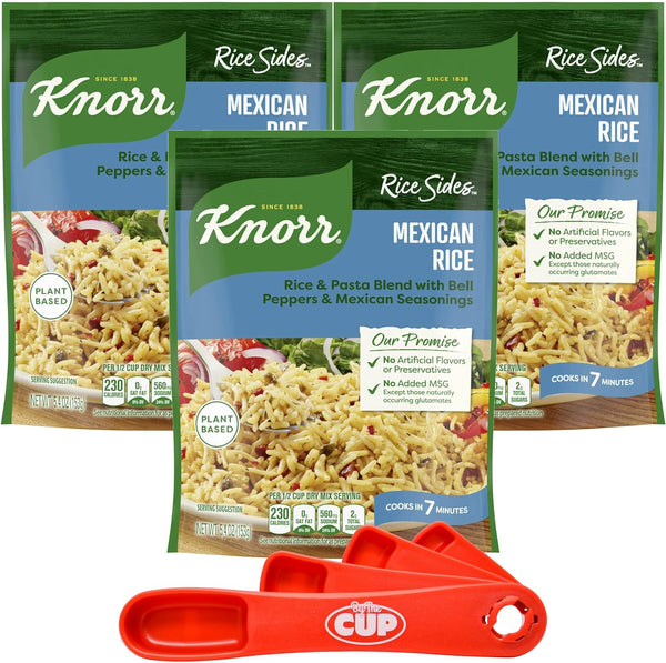 Knorr Rice Sides, Mexican Flavor, 5.4 oz (Pack of 3) with By The Cup Swivel Spoons
