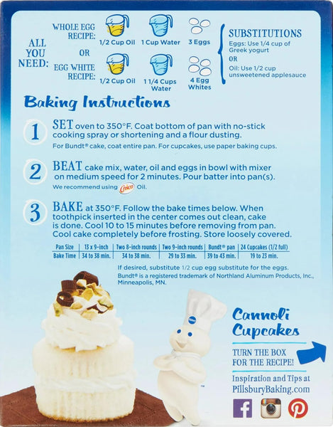 Pillsbury Moist Supreme White Cake Mix & Chocolate Fudge Frosting Bag with By The Cup Spatula Knife