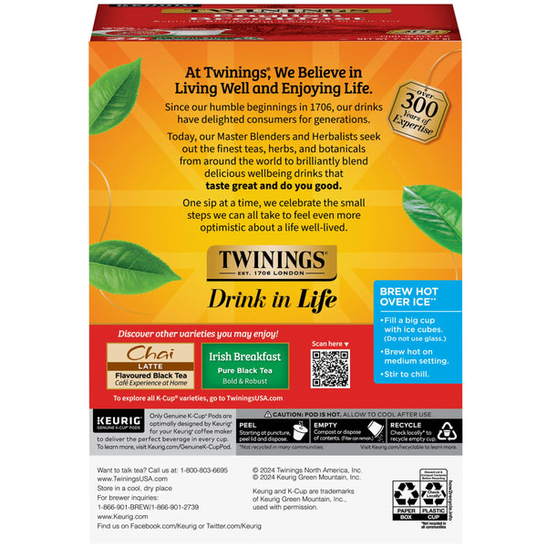 Twinings Tea English Breakfast K-Cups, 24 Count (Pack of 2) with Honey Sticks