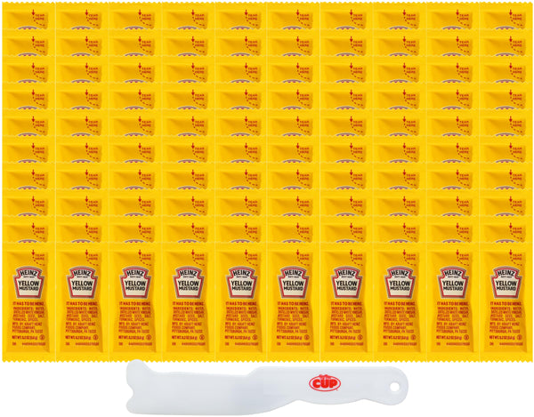 Kraft Heinz Mustard, Single Serve Packets, 100 count with By The Cup Spatula Knife