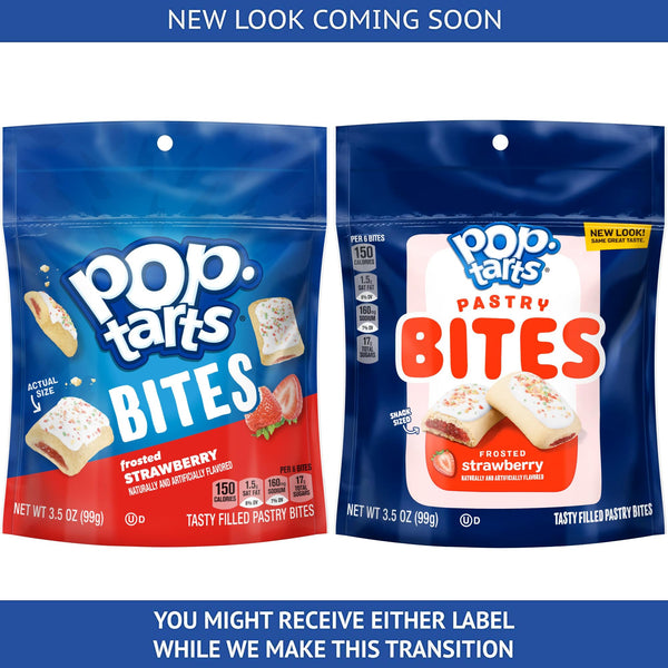 Pop-Tarts Bites Frosted Strawberry, 3.5 oz (Pack of 3) with By The Cup Bag Clip