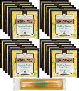 Twinings Discovery Collection Budding Meadow Camomile, 20 Large Leaf Pyramid Tea Bags with By The Cup Honey Sticks