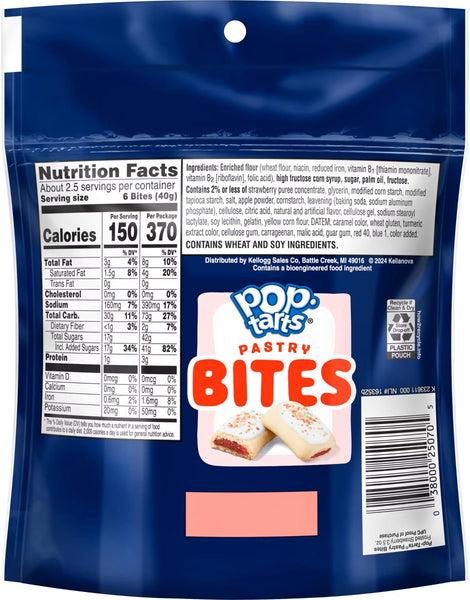 Pop-Tarts Bites Frosted Strawberry, 3.5 oz (Pack of 3) with By The Cup Bag Clip