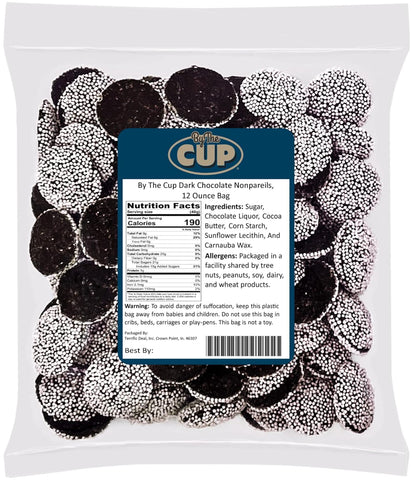 By The Cup White Nonpareils Dark Chocolate Candy, 12 Ounce Bulk Bag