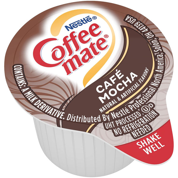 Nestle Coffee mate Liquid Coffee Creamer Singles, Café Mocha, 50 Ct Box with By The Cup Coffee Scoop