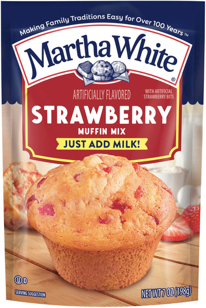 Martha White Strawberry Muffin Mix, 7 oz (Pack of 3) with By The Cup Swivel Spoons