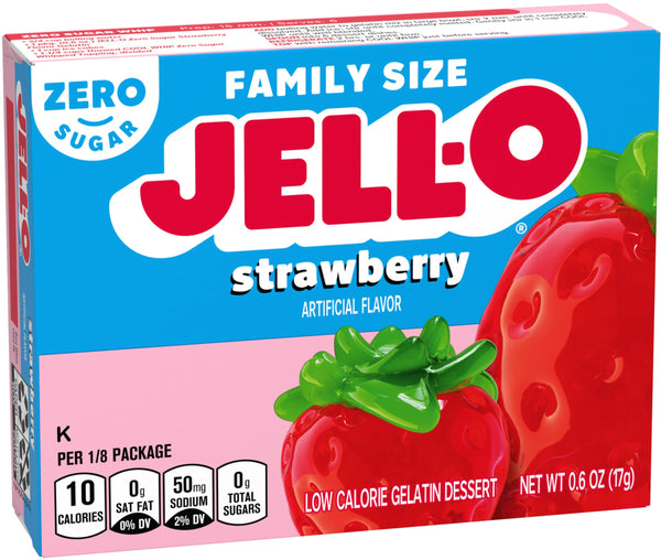 Zero Sugar Strawberry Jell-O, 0.6 oz (Pack of 3) with By The Cup Mood Spoons