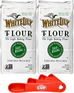 White Lily Self Rising, Enriched Bleached Flour, 2 lb Bag (Pack of 2) By The Cup Swivel Spoons