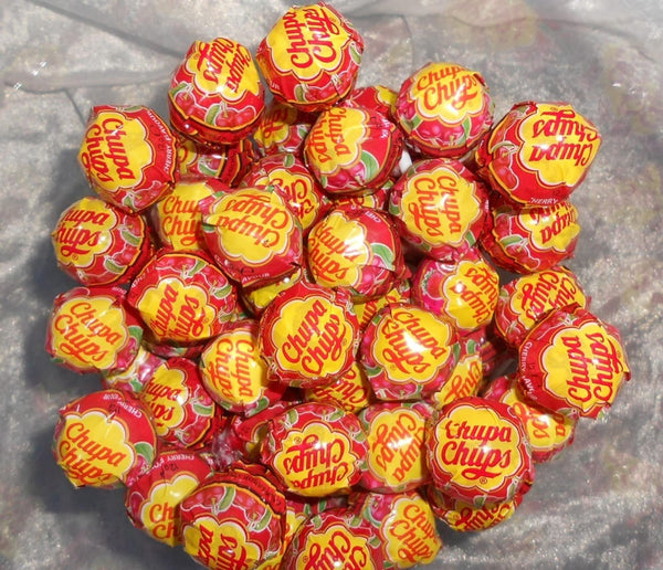Chupa Chups, Cherry Flavored Lollipops, 1 Pound By The Cup Bulk Bag