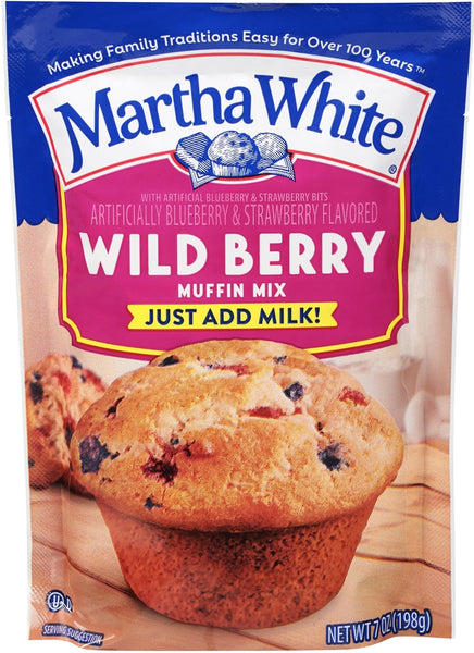 Martha White Wildberry Muffin Mix, 7 oz (Pack of 3) with By The Cup Swivel Spoons