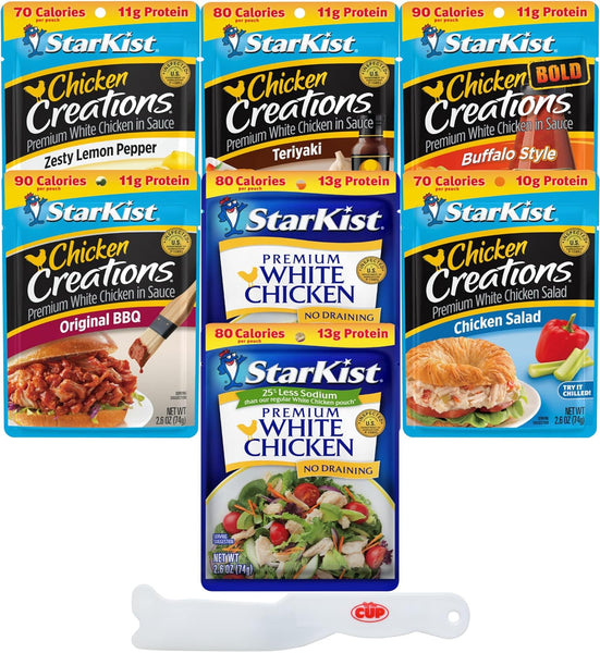 Starkist Chicken Creations, 7 Flavor Variety (Pack of 7) with By The Cup Spatula Knife