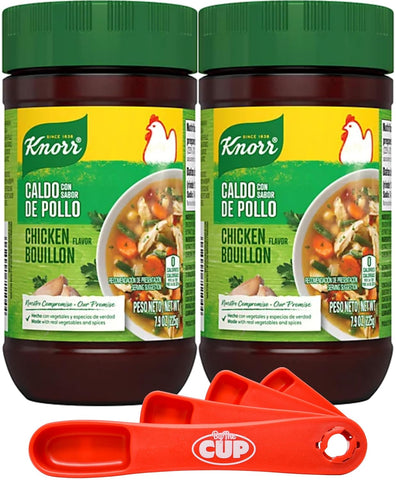 Knorr Granulated Bouillon, Chicken Flavor, 7.9 oz (Pack of 2) with By The Cup Swivel Spoon