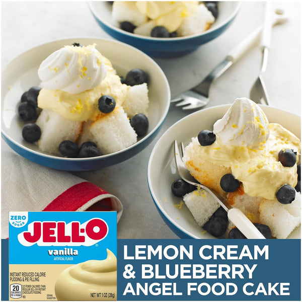 Jell-O Sugar Free Instant Pudding & Pie Filling Mix, 5 Flavor Variety, 2 of each Flavor with By The Cup Mood Spoons