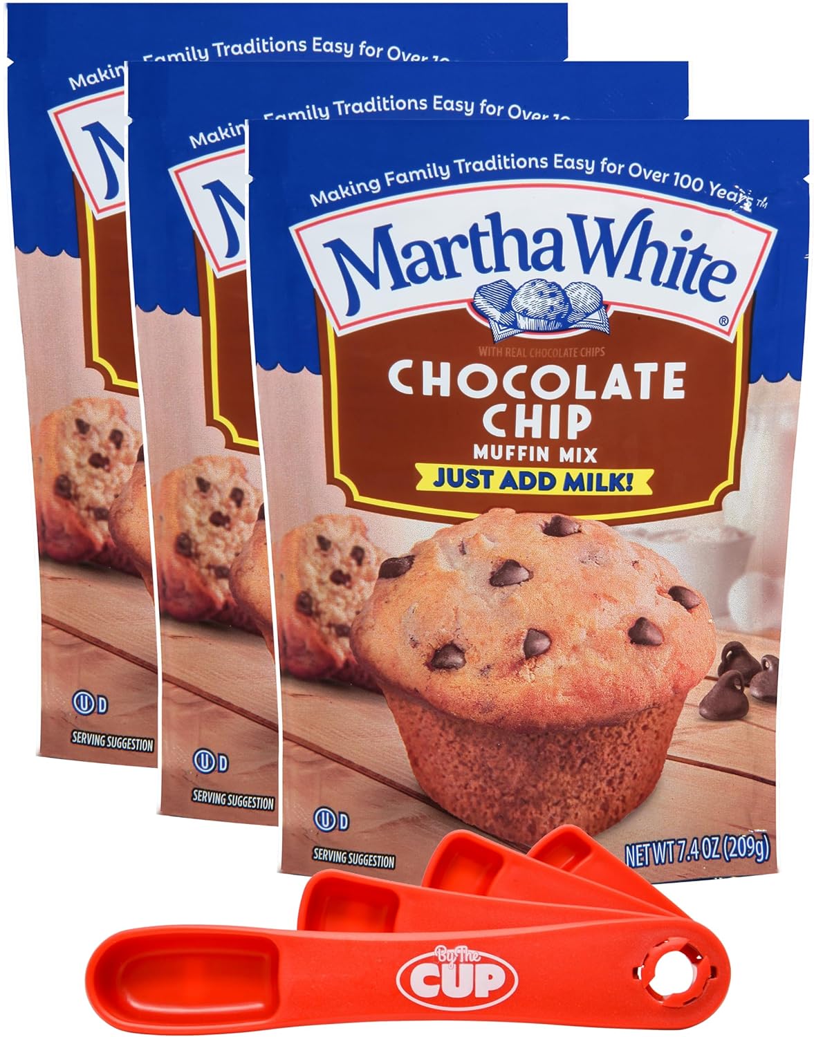 Martha White Chocolate Chip Muffin Mix, 7.4 oz (Pack of 3