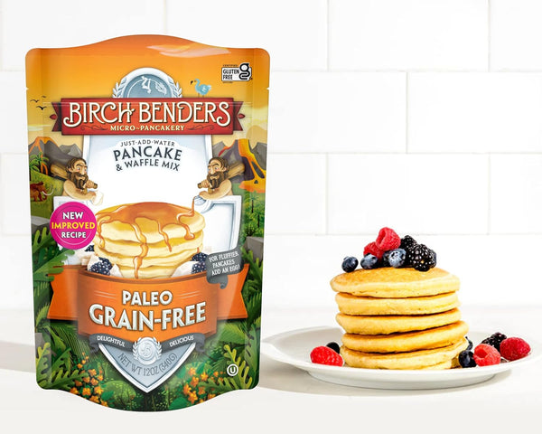 Birch Benders Paleo Pancake and Waffle Mix, 12 oz (Pack of 2) with By The Cup Swivel Spoons