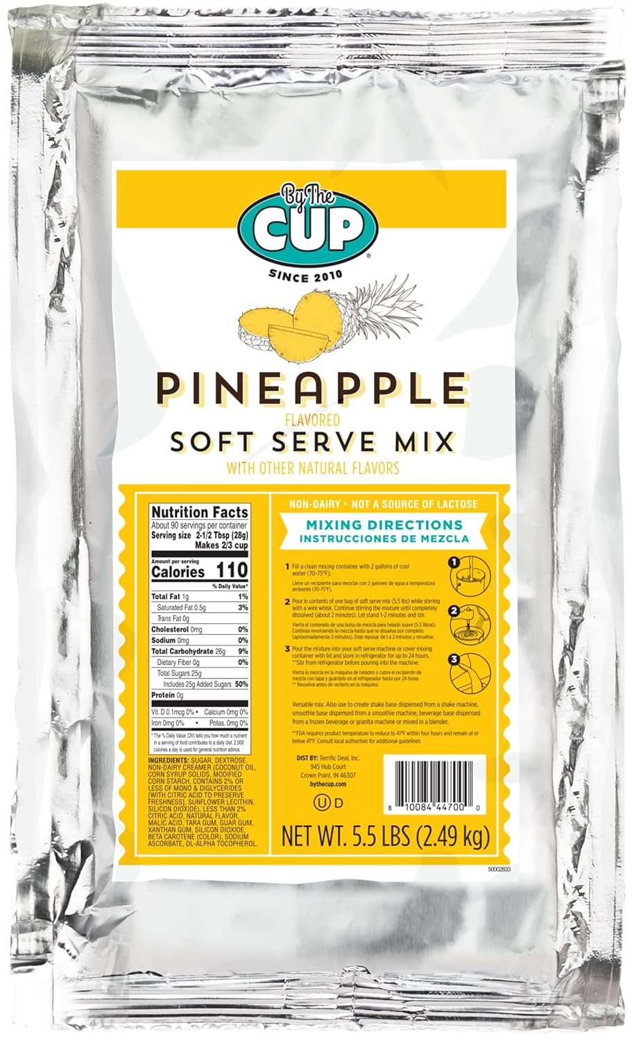 By The Cup Non-Dairy Pineapple Soft Serve Mix, Gluten Free, 5.5 lb Bag