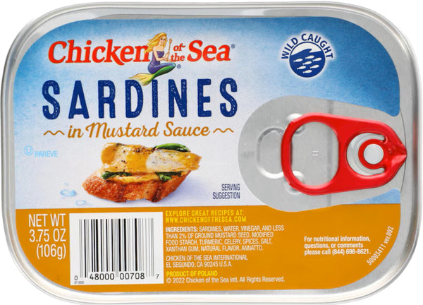 Chicken of the Sea Sardines, In Mustard, 3.75 oz (Pack of 6) with By The Cup Toothpicks