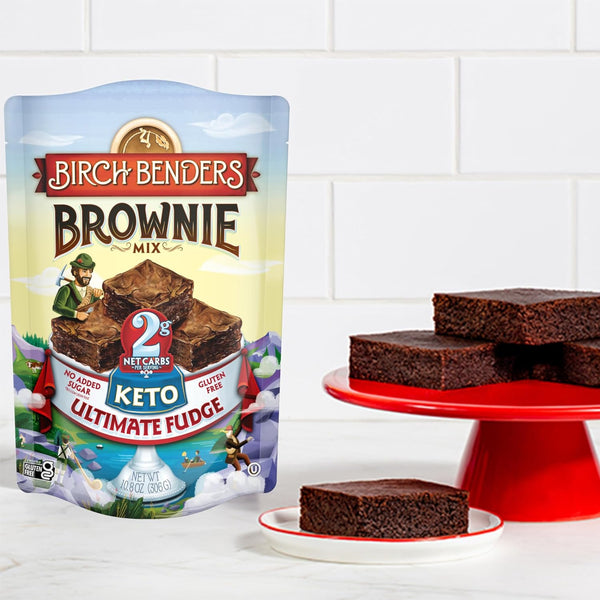 Birch Benders Ultimate Fudge Brownie Mix, 10.8 oz (Pack of 2) with By The Cup Swivel Spoons