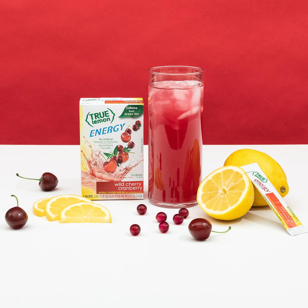 True Lemon Energy, Wild Blackberry Pomegranate and Wild Cherry Cranberry Drink Mix with By The Cup Mood Spoons