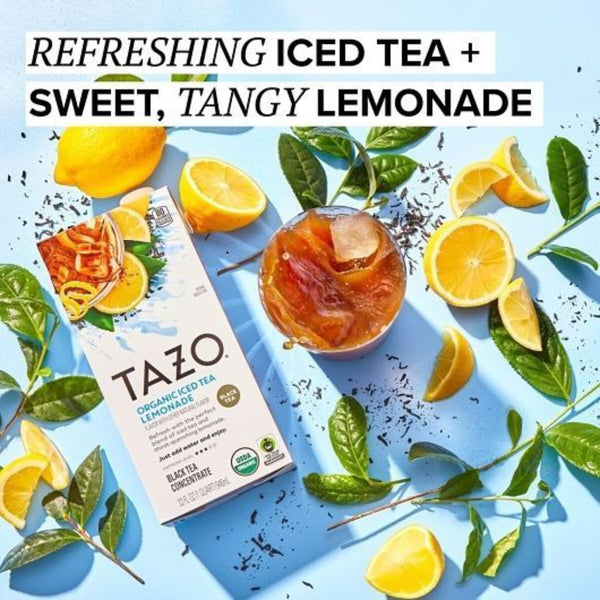 TAZO Organic Iced Tea Lemonade Concentrate, 32 oz (Pack of 2) with By The Cup Coasters