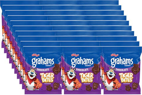 Kellogg's Tiger Bites, Chocolate Graham Crackers, 1 oz (Pack of 30) with Bag Clip