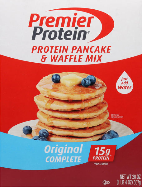 Premier Protein Pancake & Waffle Mix, Original Complete, 20 oz (Pack of 6) with By The Cup Spatula Knife