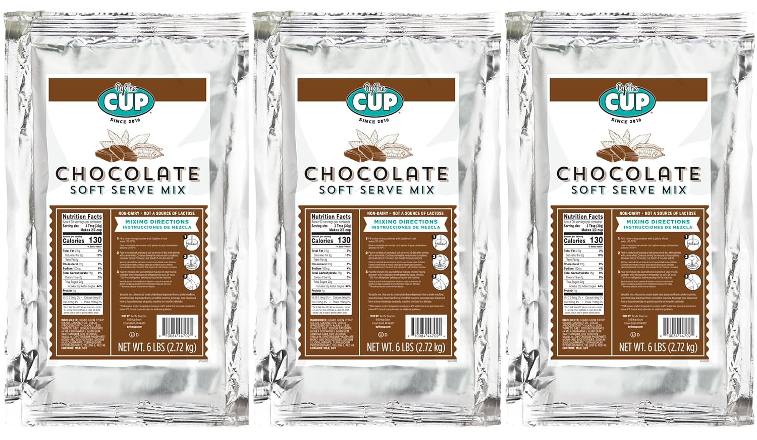 By The Cup Non-Dairy Chocolate Soft Serve Mix, Gluten Free, 6 lb Bag (Pack of 3)