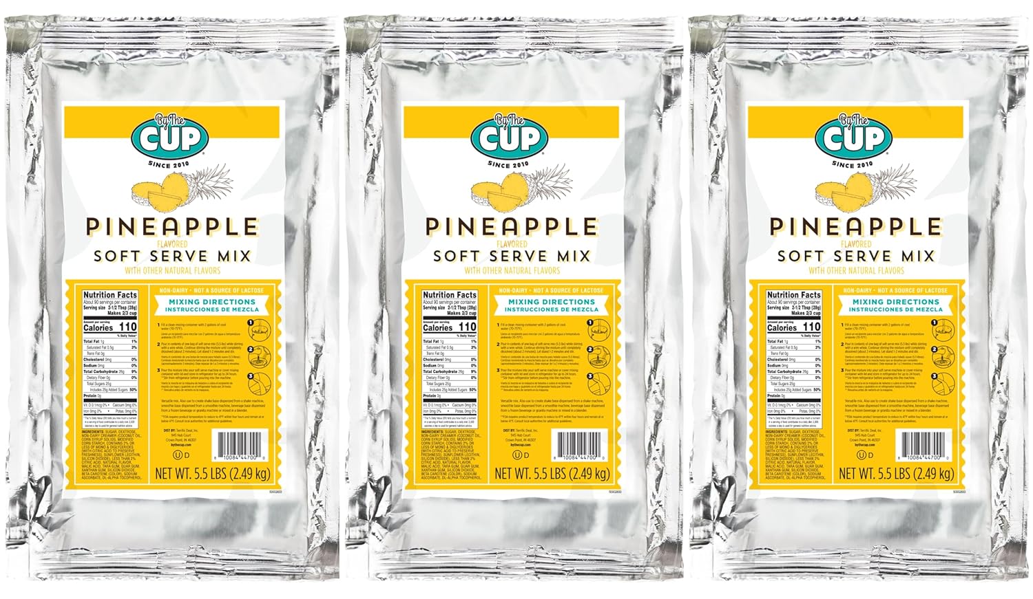 By The Cup Non-Dairy Pineapple Soft Serve Mix, Gluten Free, 5.5 lb Bag (Pack of 3)