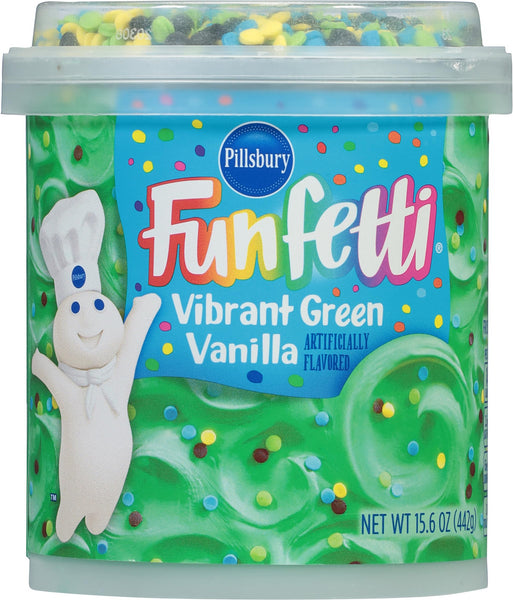 Pillsbury Birthday Bundle: Funfetti Cake Mix and Vibrant Green Vanilla Frosting with By The Cup Candles