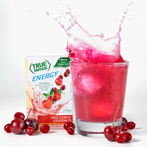 True Lemon Energy, Wild Blackberry Pomegranate and Wild Cherry Cranberry Drink Mix with By The Cup Mood Spoons