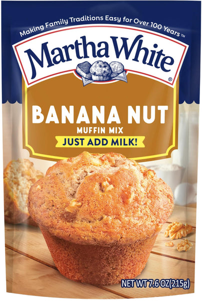 Martha White Banana Nut Muffin Mix, 7.6 oz (Pack of 3) with By The Cup Swivel Spoons