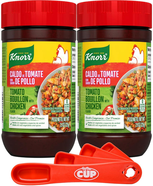 Knorr Granulated Bouillon, Tomato with Chicken Flavor, 7.9 oz (Pack of 2) with By The Cup Swivel Spoon