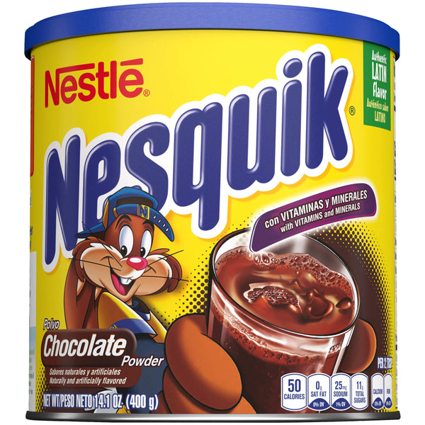 Nesquik Authentic Latin Flavor Powder Drink Mix Chocolate 14.1 oz (Pack of 2) with By The Cup Measuring Spoons