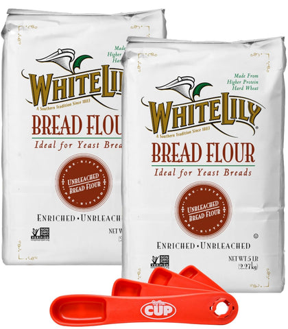 White Lily Bread Flour 5 lb Bag (Pack of 2) By The Cup Swivel Spoons