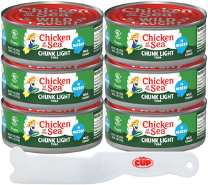 Chicken Of The Sea, Chunk Light Tuna in Water, 5 oz Can (Pack of 6) with By The Cup Spatula Knife