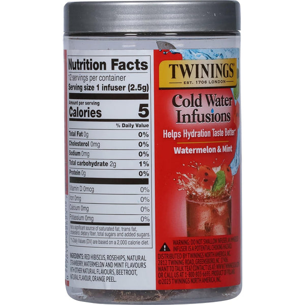 Twinings Cold Infuse Flavoured Cold Water Enhancer Watermelon & Mint (Pack of 2) with By The Cup Coasters