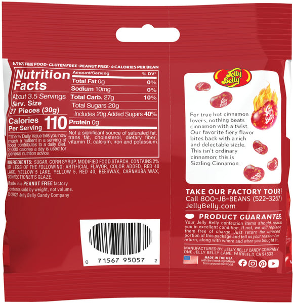 Sizzling Cinnamon Jelly Beans, 3.5 oz (Pack of 2) with By The Cup Bag Clip